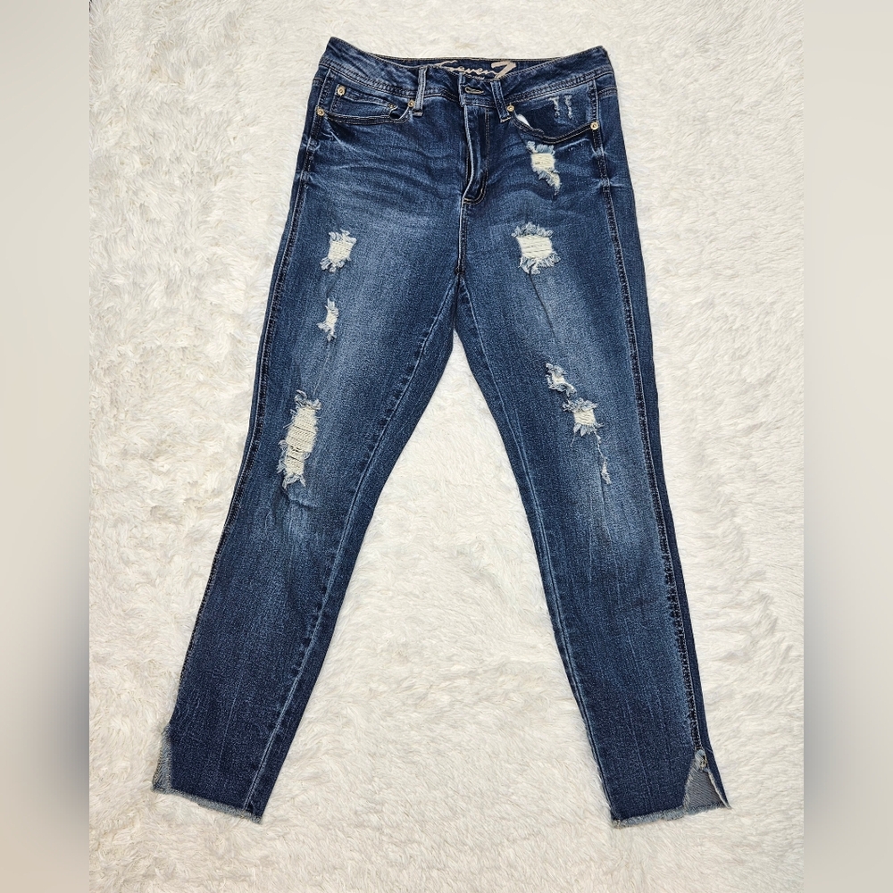 Seven7 Size 10 High Rise Ankle Legging Distressed Cuff Jeans